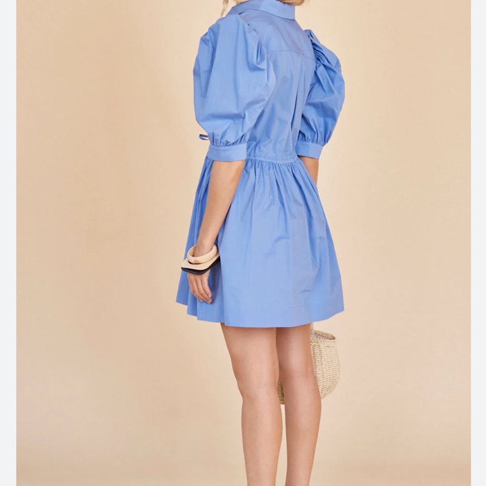 Hunter Bell Sky Blue Mini Dress with Puff Sleeves - Picture 2 of 7
